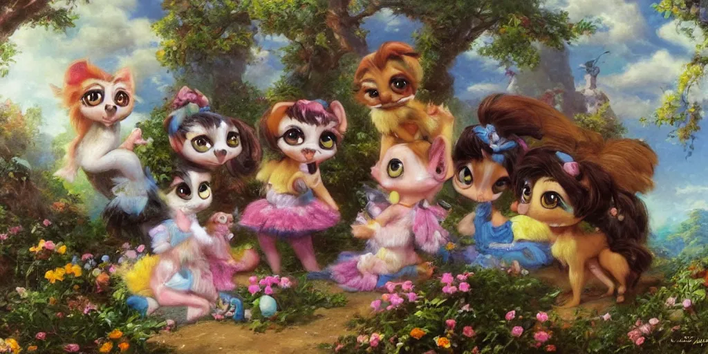 Prompt: 3 d littlest pet shop animal, mythology, master painter and art style of noel coypel, art of emile eisman - semenowsky, art of edouard bisson