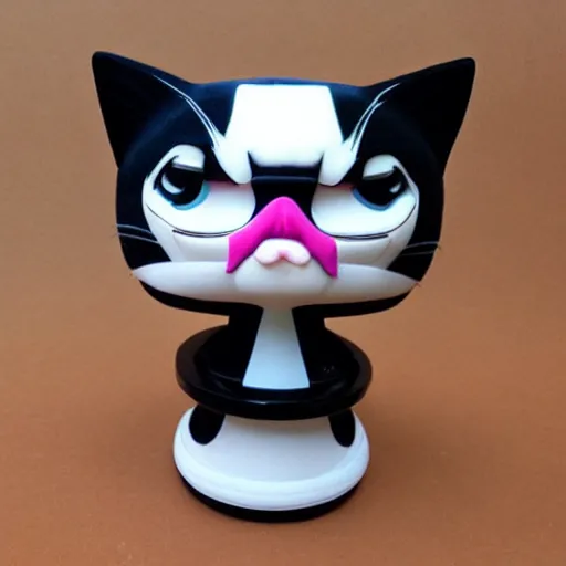 Prompt: grumpy cat bobble head toy