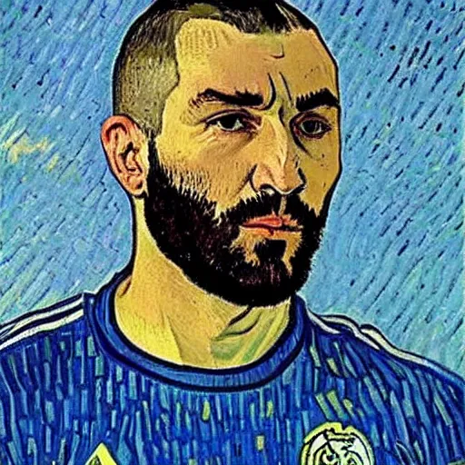 Prompt: benzema real madrid by van gogh