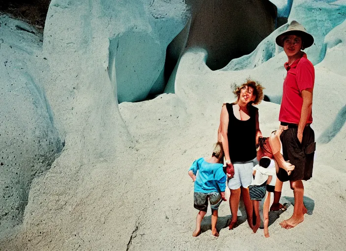 Image similar to photo of a family vacation to most liminal space in the world, fujifilm velvia 5 0, color photography, sigma 2 8 mm