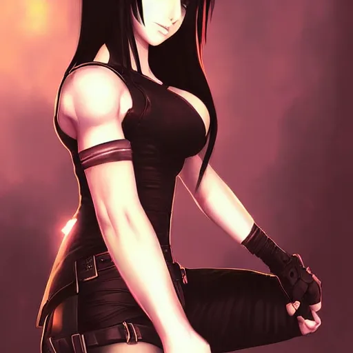 Image similar to digital art of tifa lockhart by ross tran