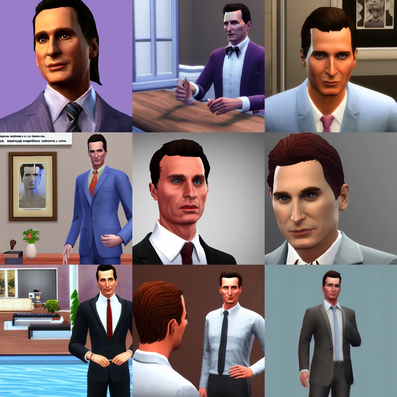 Prompt: patrick bateman in sims 4, splash image