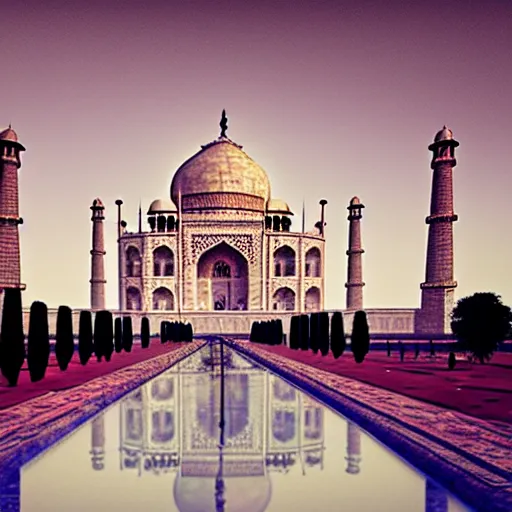 Image similar to a realistic photo of ruins of taj mahal, end of the world, octane render,