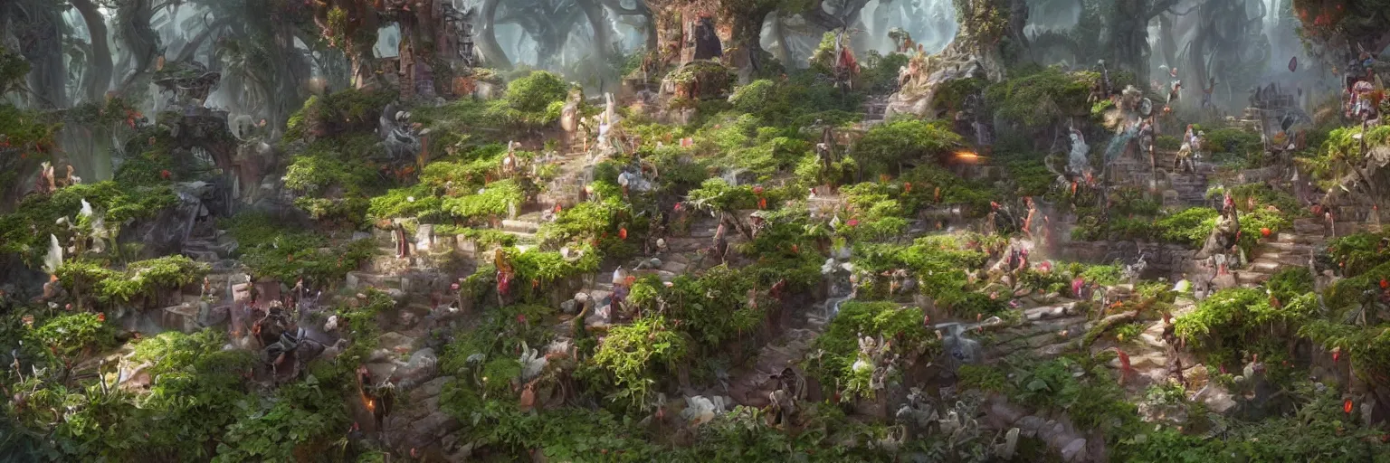 Image similar to The Legendary Garden with gaming controllers growing in it, D&D, fantasy, portrait, highly detailed, digital painting, trending on artstation, concept art, sharp focus, illustration, art by artgerm and greg rutkowski and magali villeneuve