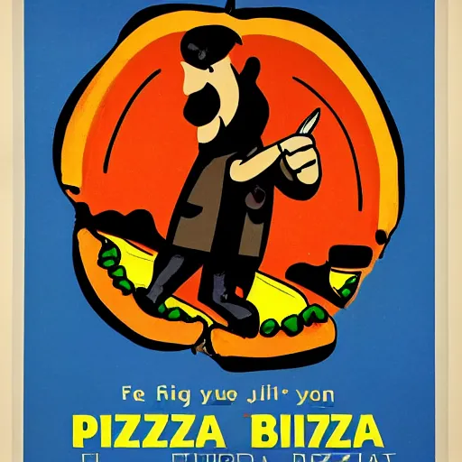 Prompt: A propaganda poster for bananas on pizza