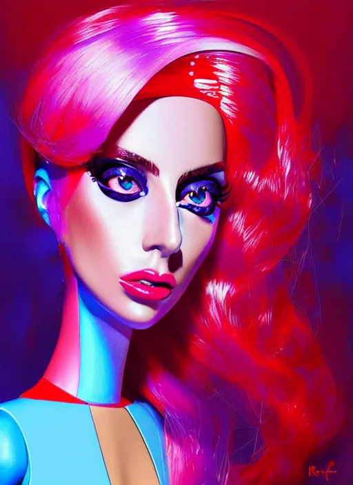 Image similar to lady gaga as a barbie doll, path traced, highly detailed, high quality, digital painting, alena aenami, mark ryden