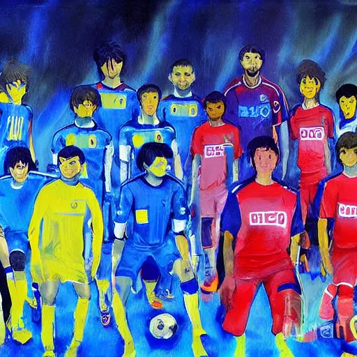 Image similar to disco diffusion painting of marseille football team by makoto shinkai, masterpiece, contest award winner