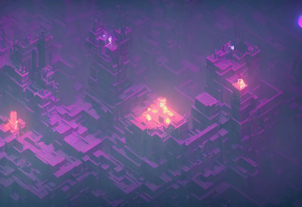 Image similar to isometric magicavoxel Bloodborne hyperlight drifter cinematic lighting, 4k