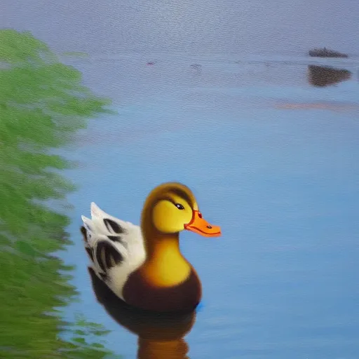 Image similar to a duck on the prowl oil painting jules perahim