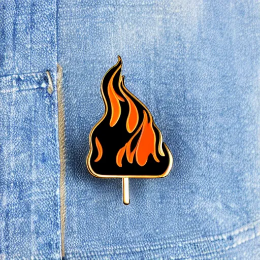 Prompt: retro minimalistic clean fire warning enamel pin