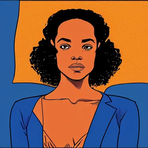 Image similar to “ tessa thompson retro minimalist portrait by jean giraud, moebius starwatcher comic, sharp, smooth face, 8 k ”