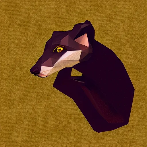 Image similar to weasel, low poly, artstation, neon