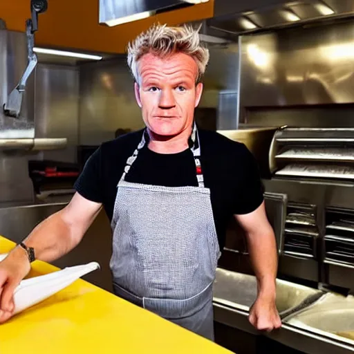 Image similar to gordon ramsey working at macdonalds