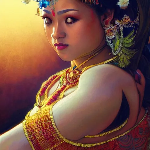 Prompt: a bali dancer, portrait, highly detailed, digital painting, artstation, concept art, sharp focus, illustration, art by artgerm and greg rutkowski and alphonse mucha