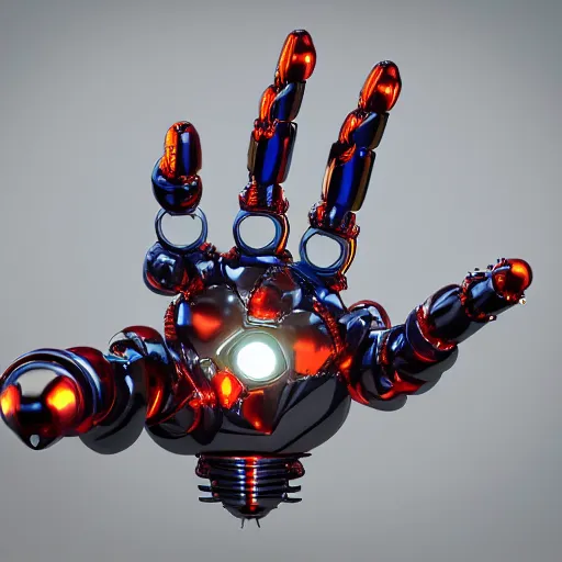 Prompt: robot's Heart-shaped fingers, two hang, Five fingers on the hand, a close up, white steel, white metal, extreme details , colourful lighting, steel joint, Wires, Mechanisms, unreal engine 5, artstationHD, 4k, 8k, 3d render, 3d Houdini, cinema 4d, octane,