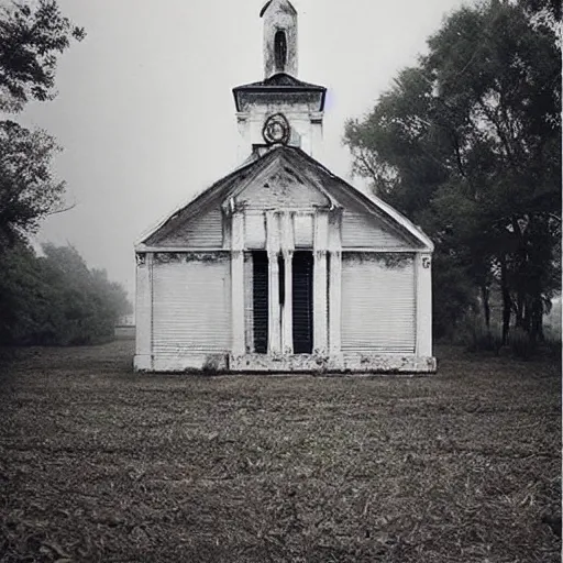 Prompt: picture of an old wooden white church, 1 9 th century southern gothic scene, made by zhang kechun