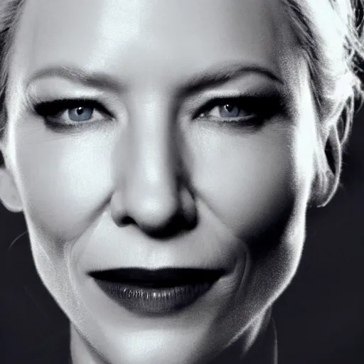 Image similar to xray photo of cate blanchett, clear shapes, 8k, realistic shading, ultra realistic