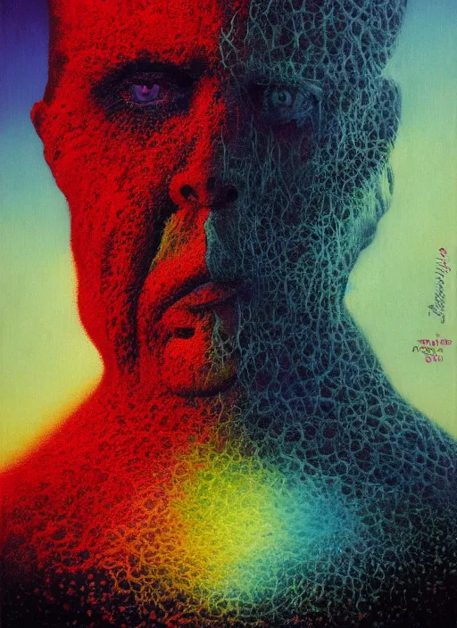 Image similar to alex jones by lisa frank and zdzislaw beksinski