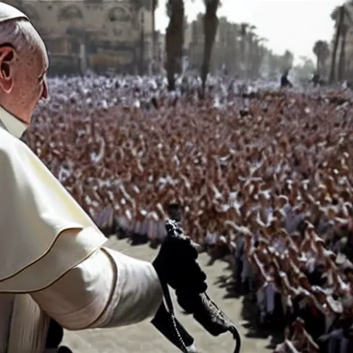 Prompt: award winning photo of the pope as a egypsian faraoh