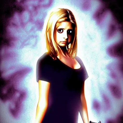 Image similar to sarah michelle gellar, buffy the vampire slayer digital art, in the style of jo chen