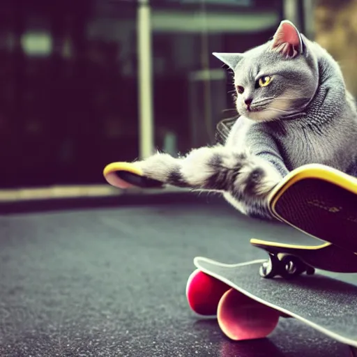 Prompt: cat with hoodie riding a skateboard, 4k realistic photo