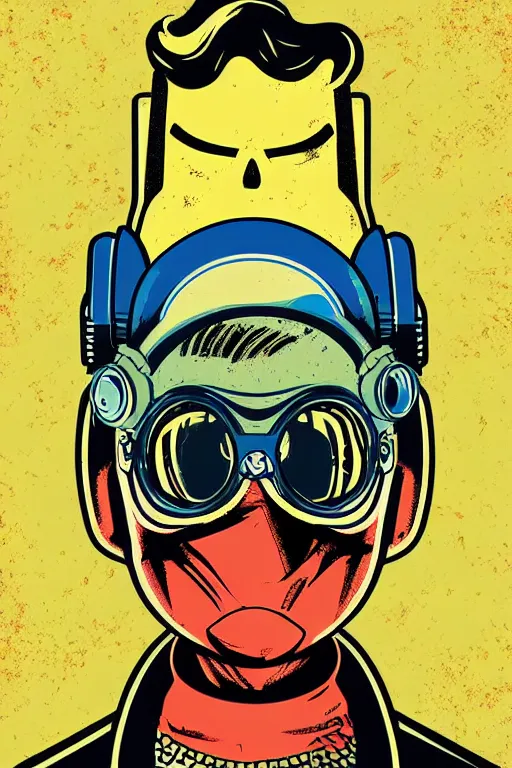 Image similar to fallout 7 6 retro futurist illustration art by butcher billy, sticker, colorful, illustration, highly detailed, simple, smooth and clean vector curves, no jagged lines, vector art, smooth andy warhol style