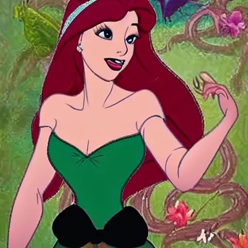 Prompt: all disney princess morphed together into abomination