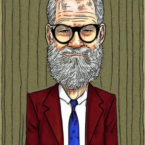 Prompt: david letterman drawn by robert crumb