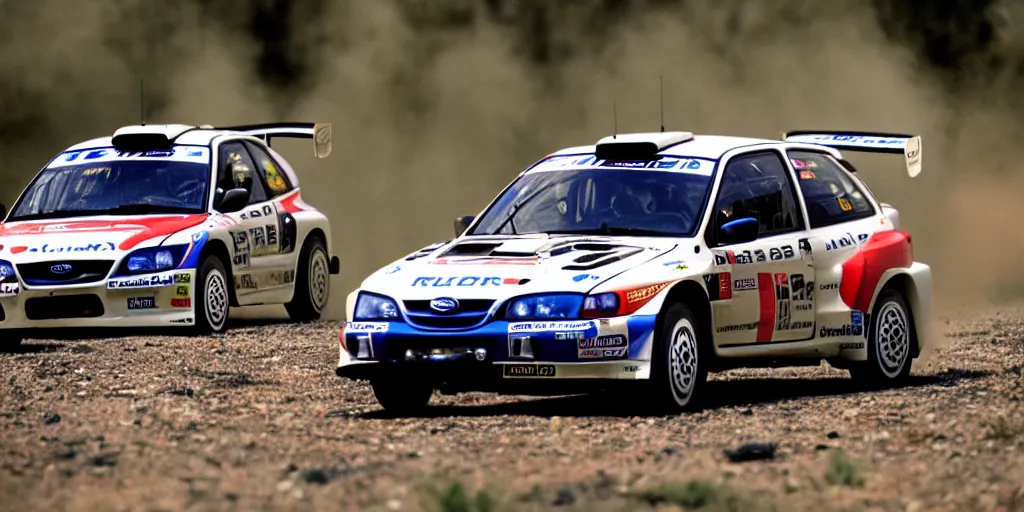 Image similar to WRC, rally car, 1999 subaru WRX, cinematic, 8k, depth of field, bokeh.
