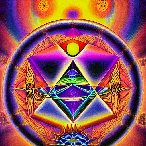 Image similar to dmt ego of death, over sacred geometry psychedelic hallucination