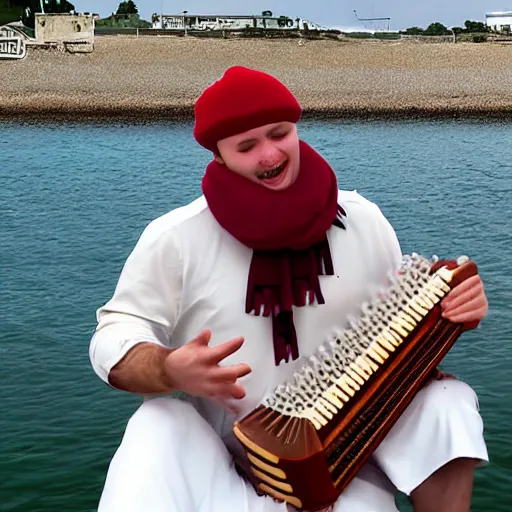 Image similar to seagull playing accordion in the style of old school runescape