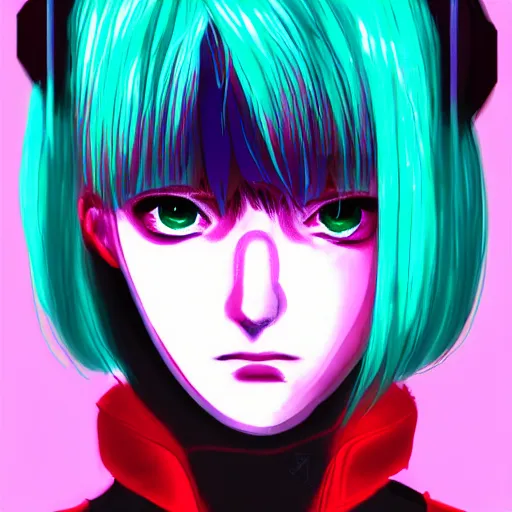 Image similar to cyberpunk girl portrait in the style of Neon Genesis Evangelion