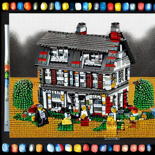 Image similar to lego house, highly detailed, digital painting