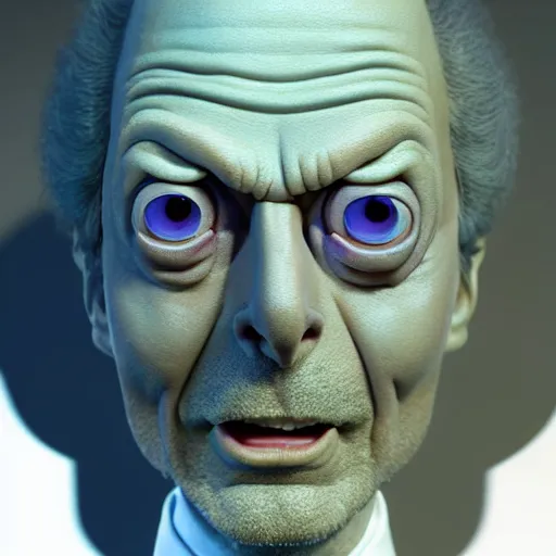 Image similar to rick from rick and morty 3 d render photorealistic unreal facial details clay soft light engine photorealistic ultra - realistic highly detailed focus photography lighting digital painting hd adultswim by kyle lambert