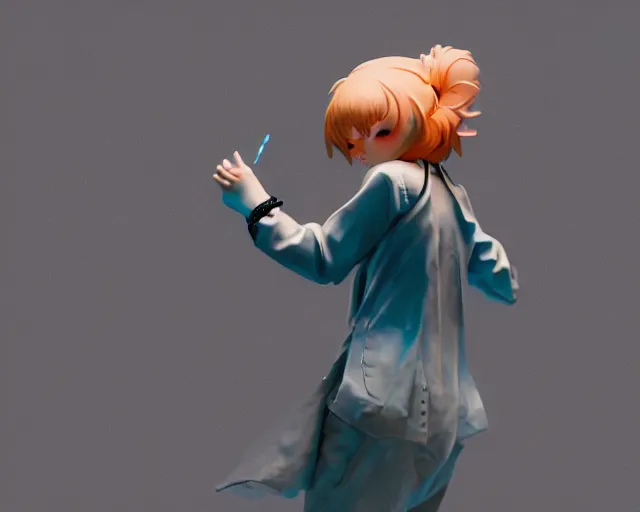 Image similar to James Jean isolated cheerful tomboy vinyl figure concept art, figure photography unreal engine, smooth sharp focus, holographic undertones, anime stylized, high detail, ethereal lighting - H 640