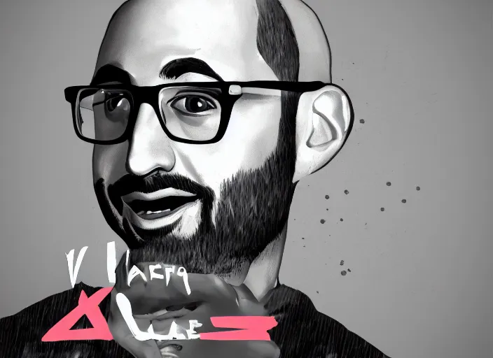 Prompt: champion splashart of michael from vsauce