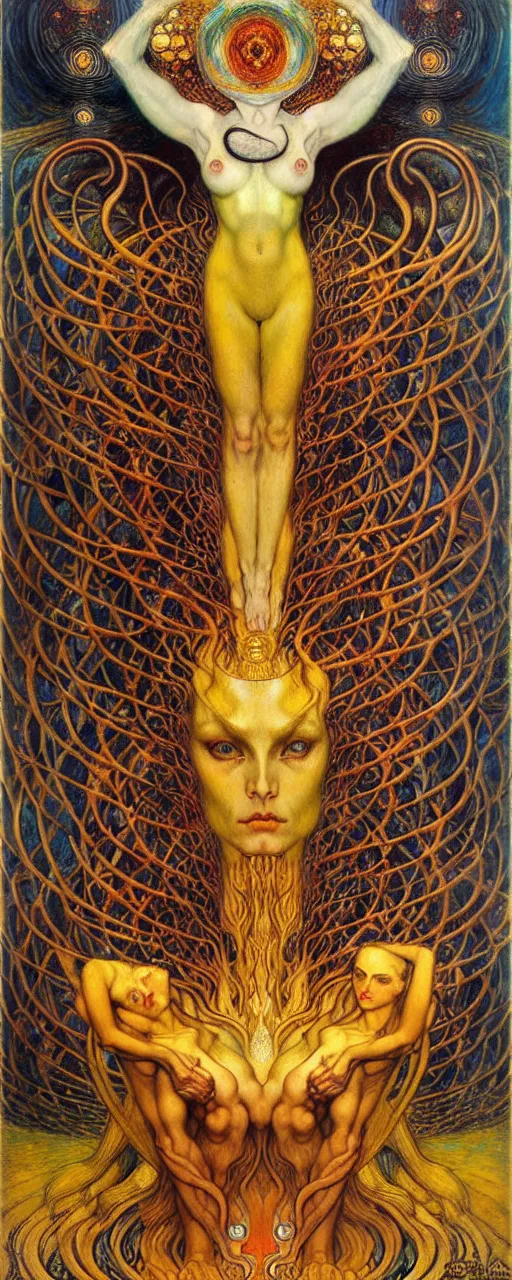 Image similar to Divine Chaos Engine by Karol Bak, Jean Delville, William Blake, Gustav Klimt, and Vincent Van Gogh, symbolist, visionary