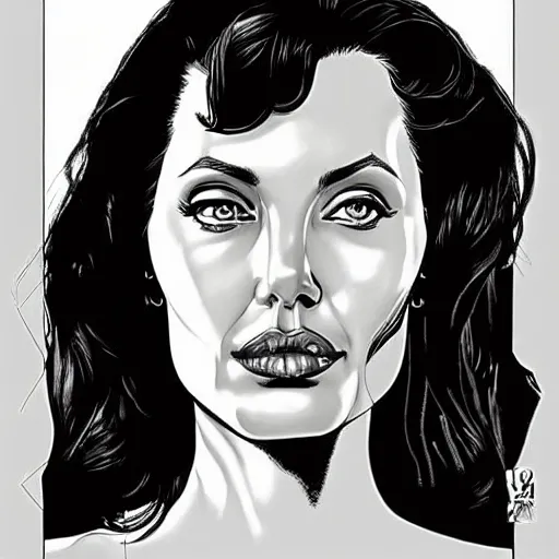 Image similar to “ angelina jolie retro minimalist portrait by jean giraud, moebius starwatcher comic, 8 k ”