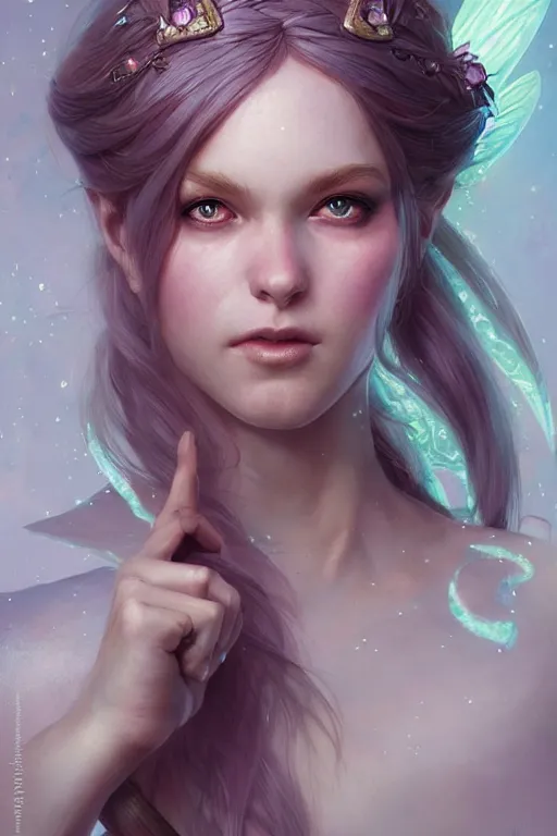 Image similar to fairy princess, highly detailed, d & d, fantasy, highly detailed, digital painting, trending on artstation, concept art, sharp focus, illustration, art by artgerm and greg rutkowski and magali villeneuve