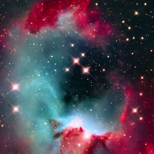 Prompt: A cat nebula, astrophotography, deep red