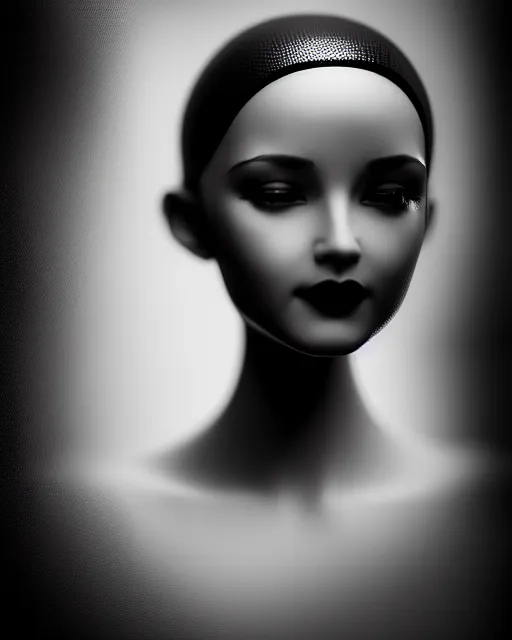 Image similar to black and white dreamy young beautiful female artificial intelligence, cinematic, rim light, photo - realistic, elegant, high detail, 8 k, masterpiece, photo taken in 1 9 3 0