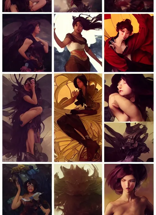 Image similar to intense fan art concept art by artgerm, tooth wu, bierstadt, gurney, stalenhag and alphonse mucha. an incredible collage of countless betty pages, contour light effect!! 8 k, stage light. octane render. smooth. sharp edge. ultra clear detailed, full body various poses!!