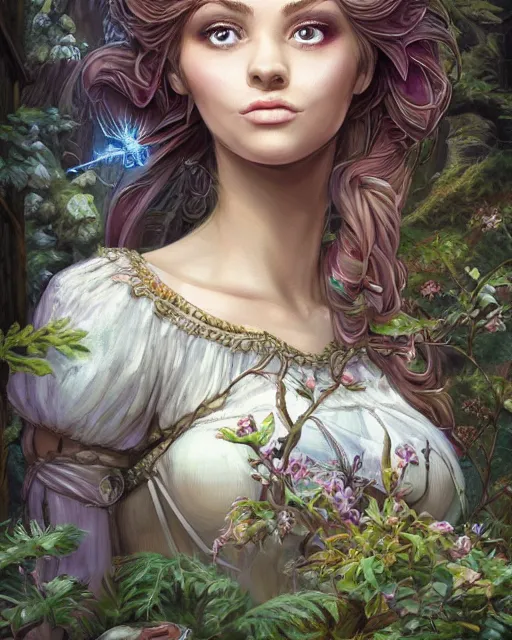 Prompt: A beautiful maid in a magical forest, beautiful face, very detailed face, fantasy art, in the style of JOHN STEPHENS, illustration, epic, fantasy, intricate, hyper detailed, artstation, concept art, smooth, sharp focus