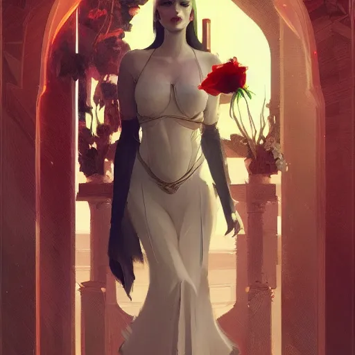 Image similar to 💃🌹, Art Deco, Greg rutkowski Trending artstation