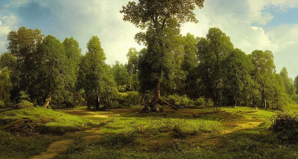 Prompt: the shire, by ivan shishkin