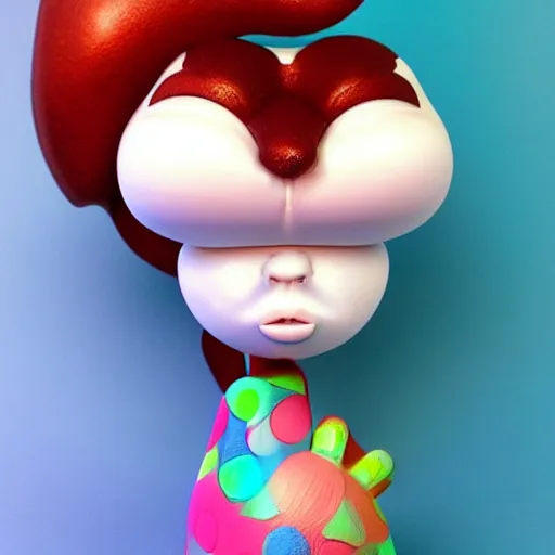 Image similar to 3 d poked bot from poked studio uk, bot art by lisa frank, cgsociety, 3 d sculpture