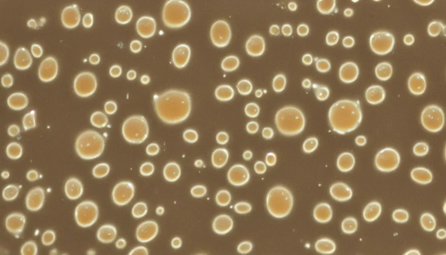 Image similar to light brown bacterial colonies with defined edges growing on mueller-hinton agar culture medium in a petri dish