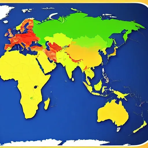 Image similar to the world map but made of pizza