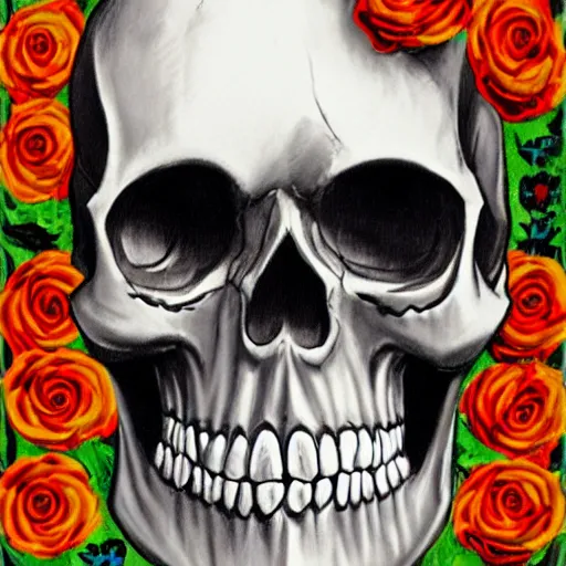 Image similar to skull and roses,