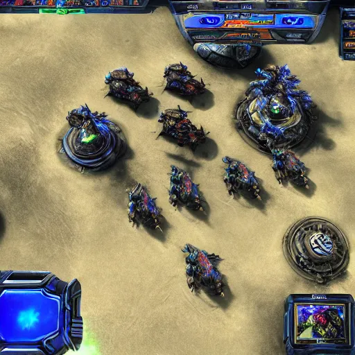 Image similar to a screenshot from a professional starcraft 2 match